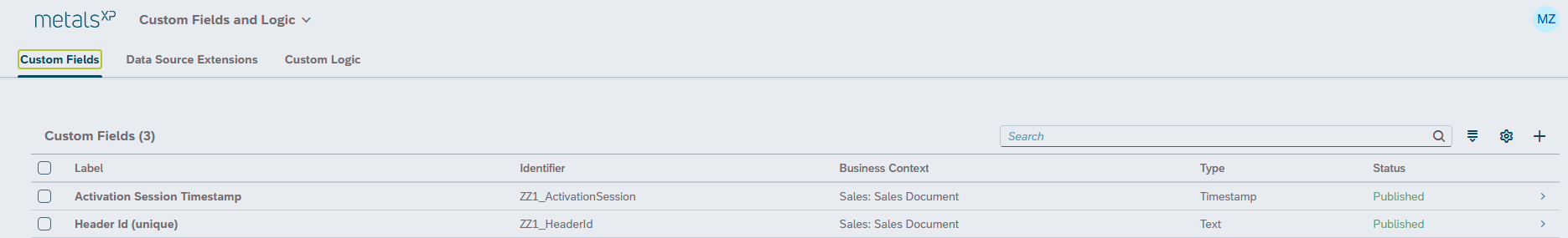 Custom fields